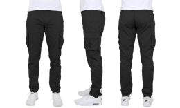 24 Pieces Flex Cotton Stretch Cargo Pants SliM-Fitting Cargo Pants Black - Mens Pants