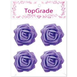 96 Pieces Foam Rose In Purple - Craft Beads