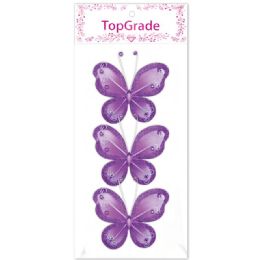 96 Wholesale Silk Butterfly In Purple