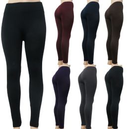 48 Wholesale Women's Fleece Leggings One Size Fits Most