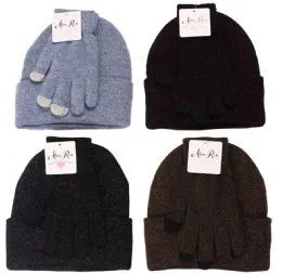 12 Pieces Women's Sherpa Lining And Text Glove Set - Winter Sets Scarves , Hats & Gloves