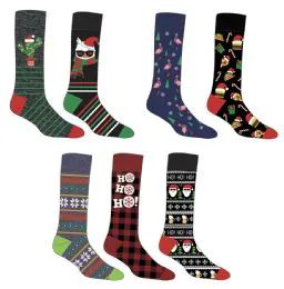 24 Pieces Christmas Men's Dress Socks With Assorted Designs - Mens Dress Sock