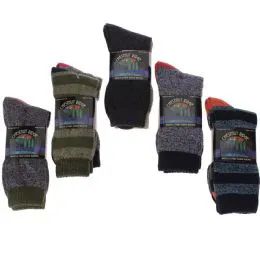 24 Pieces Men's Two Pair Pack Outdoor Socks Assorted Patterns And Color - Mens Crew Socks