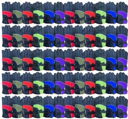 60 Wholesale Yacht & Smith Kids Ski Glove, Fleece Lined Water Resistant Bulk Kids Winter Gloves (60 Pack Assorted)