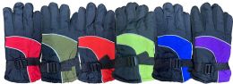 6 Pairs Yacht & Smith Kids Ski Glove, Fleece Lined Water Resistant Bulk Kids Winter Gloves (6 Pack Assorted) - Kids Winter Gloves
