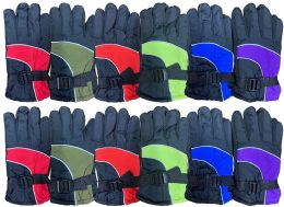 12 Pairs Yacht & Smith Kids Ski Glove, Fleece Lined Water Resistant Bulk Kids Winter Gloves (12 Pack Assorted) - Kids Winter Gloves