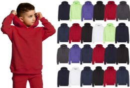 24 Pieces Youth Cotton Assorted Color Hoodies With Front Pocket Size M - Boys Hoodies and Sweaters