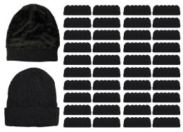 240 Wholesale Yacht & Smith Adults Sherpa Lined Winter Beanies In Black
