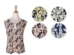 36 Wholesale Women's Elegant Floral Print Shirt Assorted Colors Sleeveless
