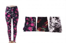 72 Wholesale Women's Printed Fashion Leggings Ultra Soft And Floral Patterned