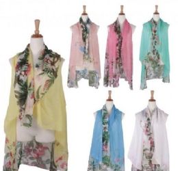 120 of Women Floral Print Lightweight Scarf Vest