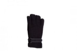 72 Wholesale Women's Black Fleece Glove With Velcro Strap