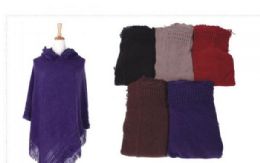 18 Wholesale Women's Cozy Warm Poncho Sweater Elegant Shawl