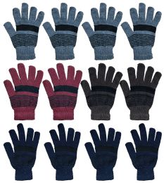 Yacht And Smith Men's Winter Gloves In Assorted Striped Colors