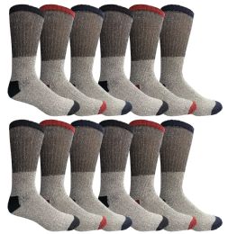 120 Wholesale Yacht & Smith Men's Cotton Assorted Thermal Socks Size 10-13