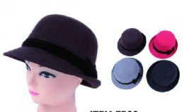 72 Wholesale Women's Vintage Felt Cloche Bucket Bowler Hat Winter Women Church Hats