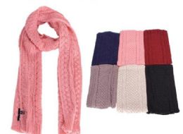 48 Wholesale Knitted Scarf Chevron Knit