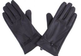 72 Wholesale Women's Black Leather Gloves With Buttons