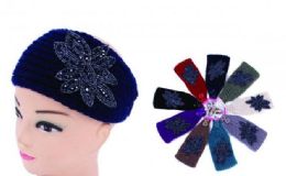 48 Wholesale Women's Floral Rhinestone Ear Warmer Headband