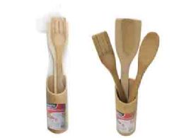 72 Wholesale 4 Piece Bamboo Utensils With Holder
