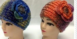 24 Wholesale Women's Knit Colorful Floral Ear Warmer Headband
