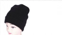 36 Pieces Woven Pattern Beanie In Black - Winter Beanie Hats