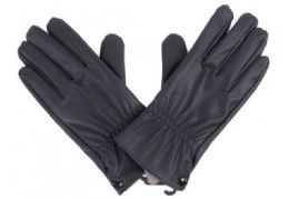 36 Pairs Mens Black Pu Gloves In Black - Leather Gloves
