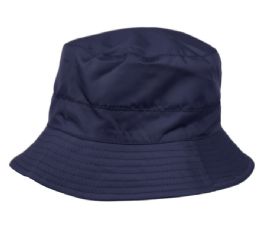 12 Bulk Ladies Waterproof Packable Rain Bucket Hat With Zipper Closure In Indigo Blue