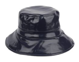 12 Wholesale Faux Leather Water Resistant Rain Bucket Hat