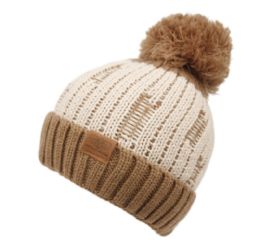 12 Bulk Two Tone Color Cable Knit Beanie With Pom Pom