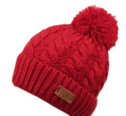 12 Pieces Solid Color Cable Knit Beanie With Pom Pom In Mix In Red - Winter Beanie Hats