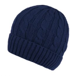 24 Pieces Mens Cable Knit Beanie With Sherpa Fleece Lining - Winter Beanie Hats