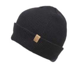 18 Bulk Solid Color Winter Waffle Knit Cuff Beanie In Black