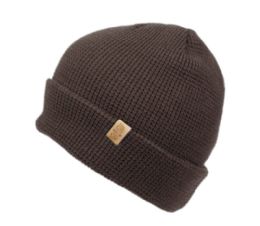 18 Pieces Solid Color Winter Waffle Knit Cuff Beanie In Brown - Winter Beanie Hats
