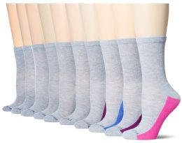60 Wholesale Fruit Of The Loom Crew Sock For Woman Shoe Size 4-10 Gray