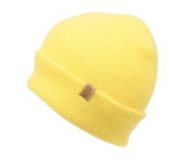 18 Pieces Solid Color Winter Waffle Knit Cuff Beanie In Yellow - Winter Beanie Hats