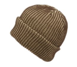 24 Pieces Two Tone Ribbed Winter Knit Cuff Beanie - Winter Beanie Hats