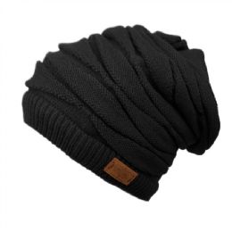 12 Pieces Ruched 2 In 1 Ponytail Slouchy Beanie Head Wrap In Black - Winter Beanie Hats