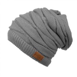 12 Pieces Ruched 2 In 1 Ponytail Slouchy Beanie Head Wrap In Dark Grey - Winter Beanie Hats