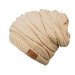 12 Wholesale Ruched 2 In 1 Ponytail Slouchy Beanie Head Wrap In Khaki