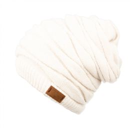 12 Pieces Ruched 2 In 1 Ponytail Slouchy Beanie Head Wrap In Ivory - Winter Beanie Hats