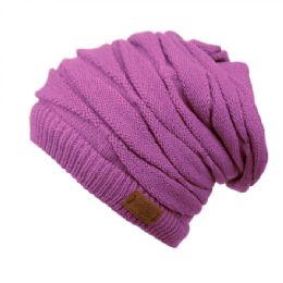 12 Pieces Ruched 2 In 1 Ponytail Slouchy Beanie Head Wrap In Lavender - Winter Beanie Hats
