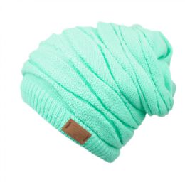 12 Wholesale Ruched 2 In 1 Ponytail Slouchy Beanie Head Wrap In Mint