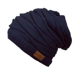 12 Pieces Ruched 2 In 1 Ponytail Slouchy Beanie Head Wrap In Navy - Winter Beanie Hats