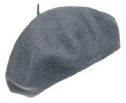 12 Pieces Unisex Classic French Wool Beret In Ash Grey - Fashion Winter Hats
