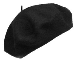 12 Pieces Unisex Classic French Wool Beret In Black - Fashion Winter Hats