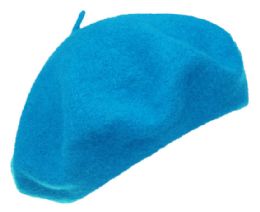 12 Pieces Unisex Classic French Wool Beret In Turquoise - Fashion Winter Hats