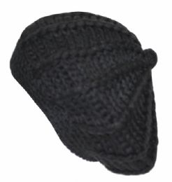 24 Wholesale Classic Hand Made Chunky Yarn Knit Beret