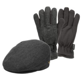 12 Bulk Wool Blend Ivy Cap With Glove Set