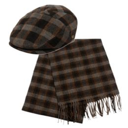 12 Pieces Wool Blend Ivy Cap With Scarf Set - Winter Sets Scarves , Hats & Gloves